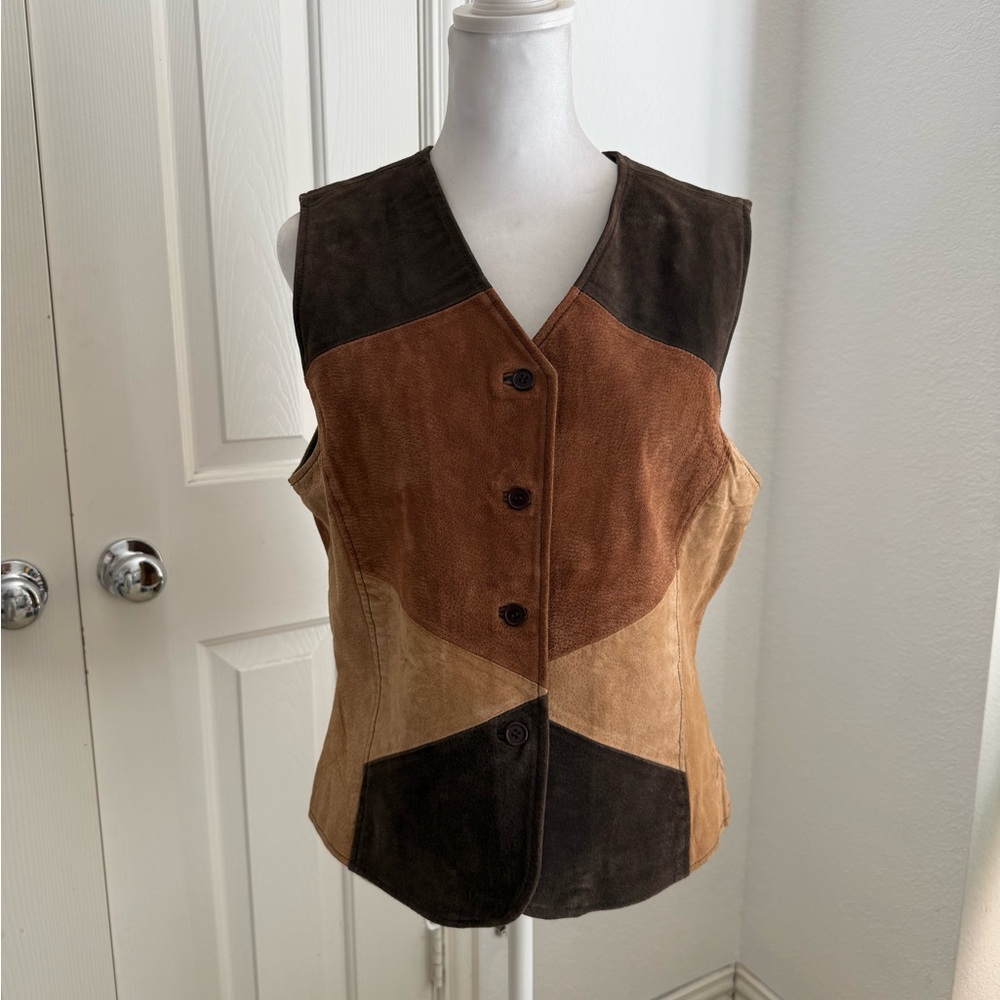 Colorblock Suede Vest